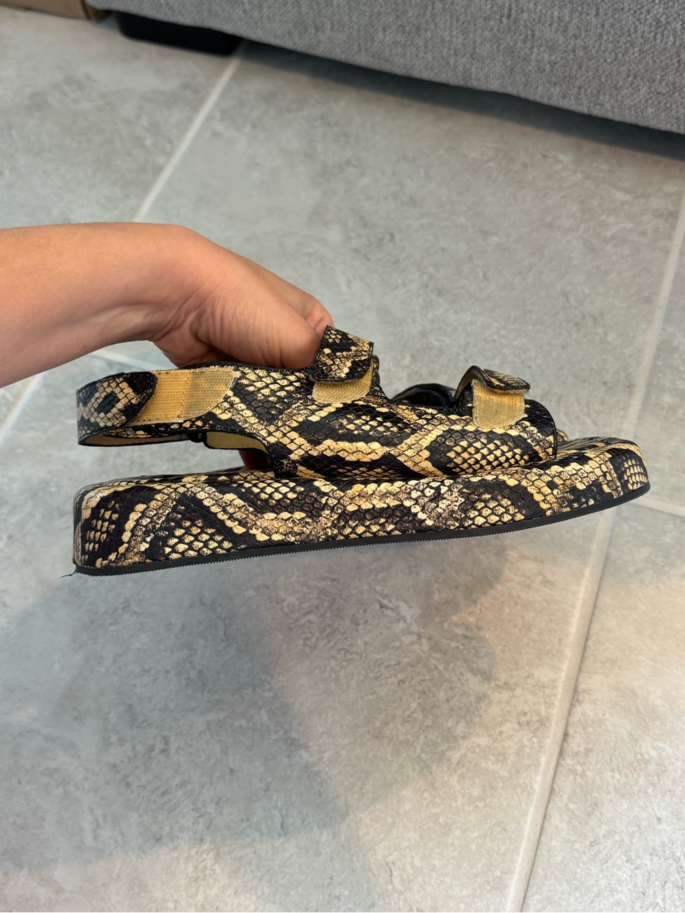 Loeffler Randall Blaise Sahara Platform Sandal size 7.5 Snake-Embossed Leather - Picture 8 of 10
